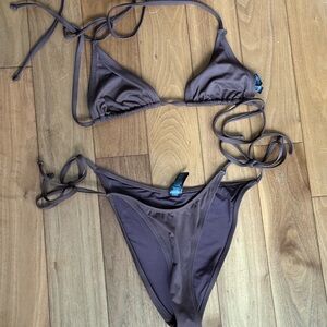 Skims Brown Triangle Bikini Set high waisted